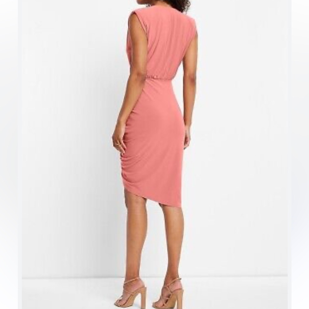 24/7 Maunces Pink Ruched Midi Sheath Dress Sz XL Women